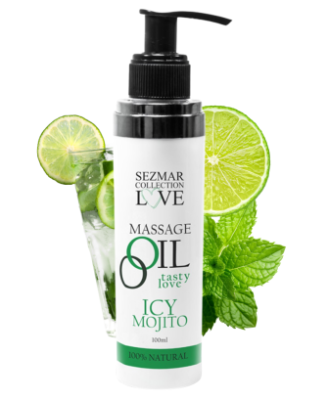 Huile de massage comestible mojito menthe 100ml 100% naturelle 