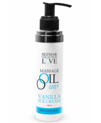 Huile de massage comestible Vanille glacée 100ml 100% naturelle 