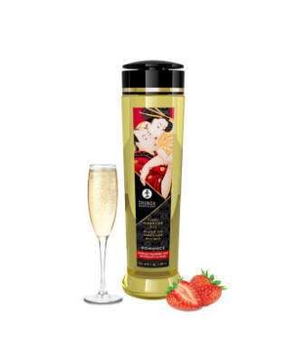 Huile de massage aphrodisiaque fraise vin pétillant 240ml 
