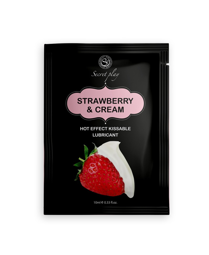 Dosette 2 en 1 Lubrifiant et huile de massage fraise à la crème chauffant 10 ml 