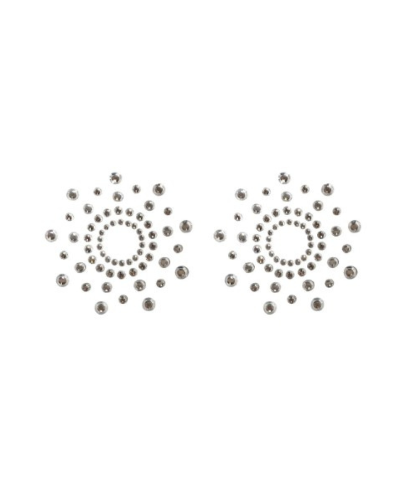 Paire de cache tétons adhésifs strass blanc 