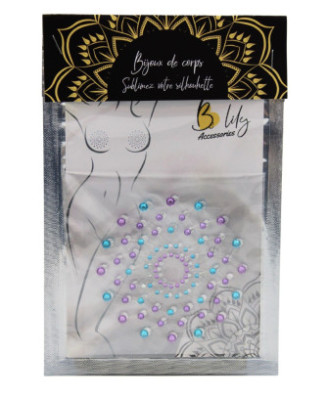 Paire de cache tétons adhésifs strass bleu et violet 