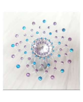 Paire de cache tétons adhésifs strass bleu et violet 